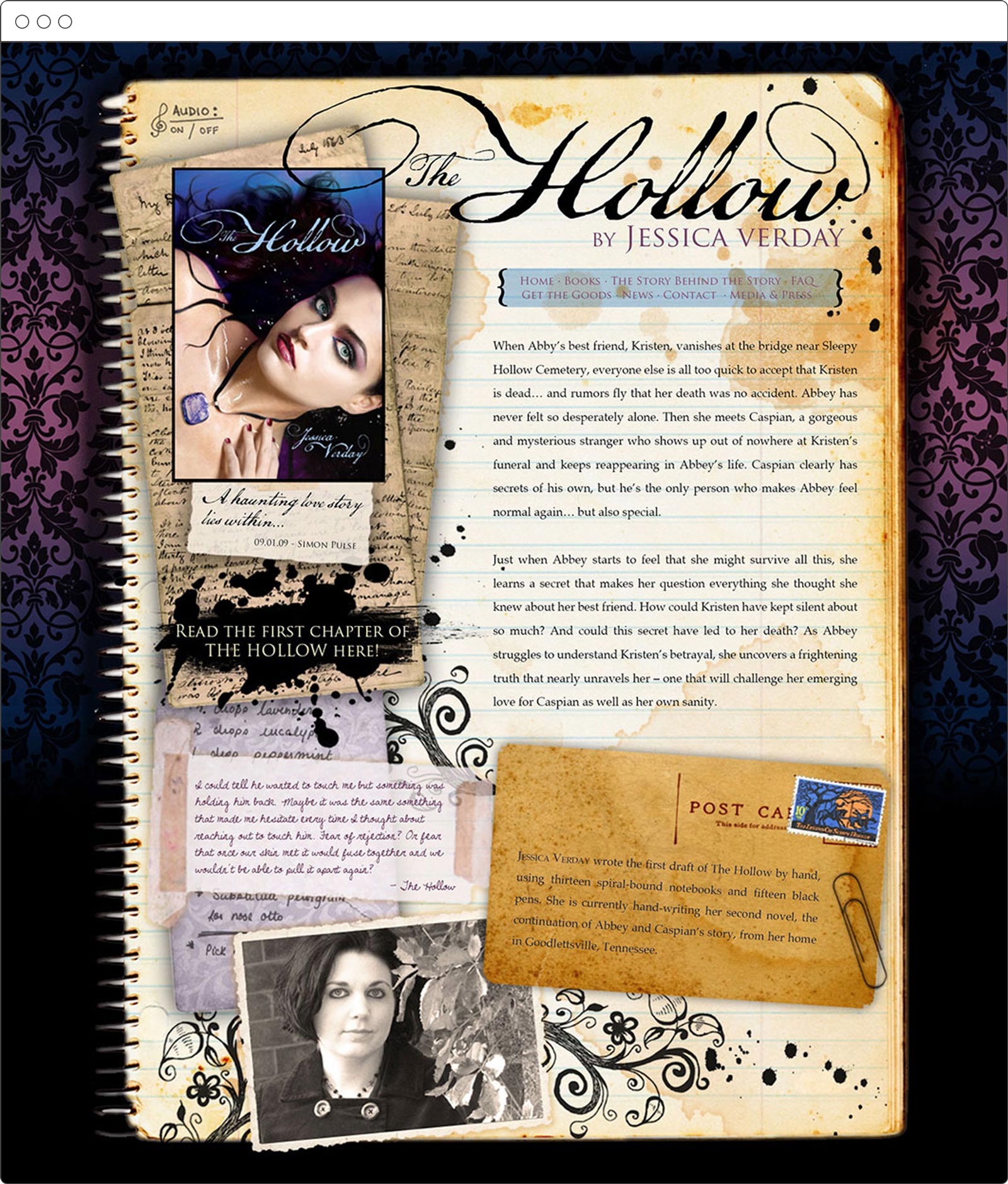 Jessica Verday, young adult author, website design