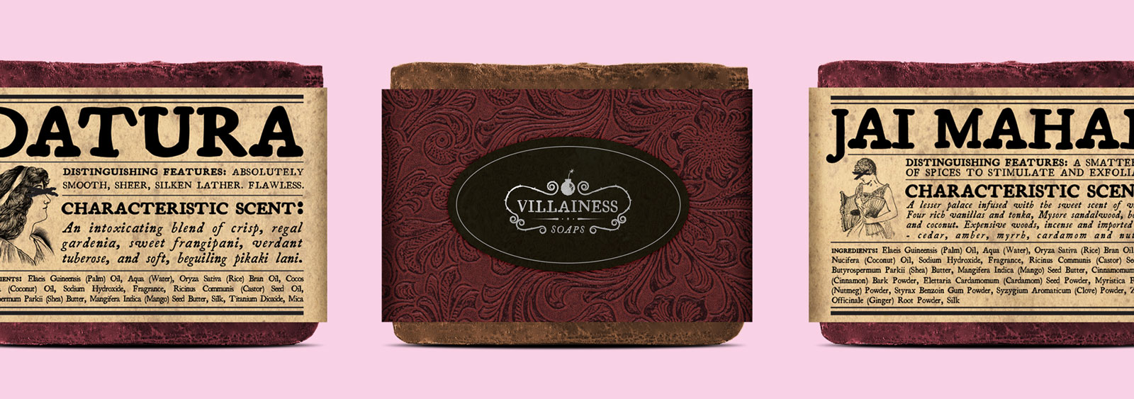 Villainess Soaps soap packaging design by Noisy Ghost Co.
