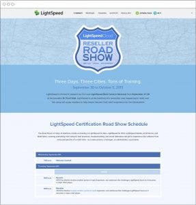 Website design for Lightspeed Reseller Road Show by Noisy Ghost Co.