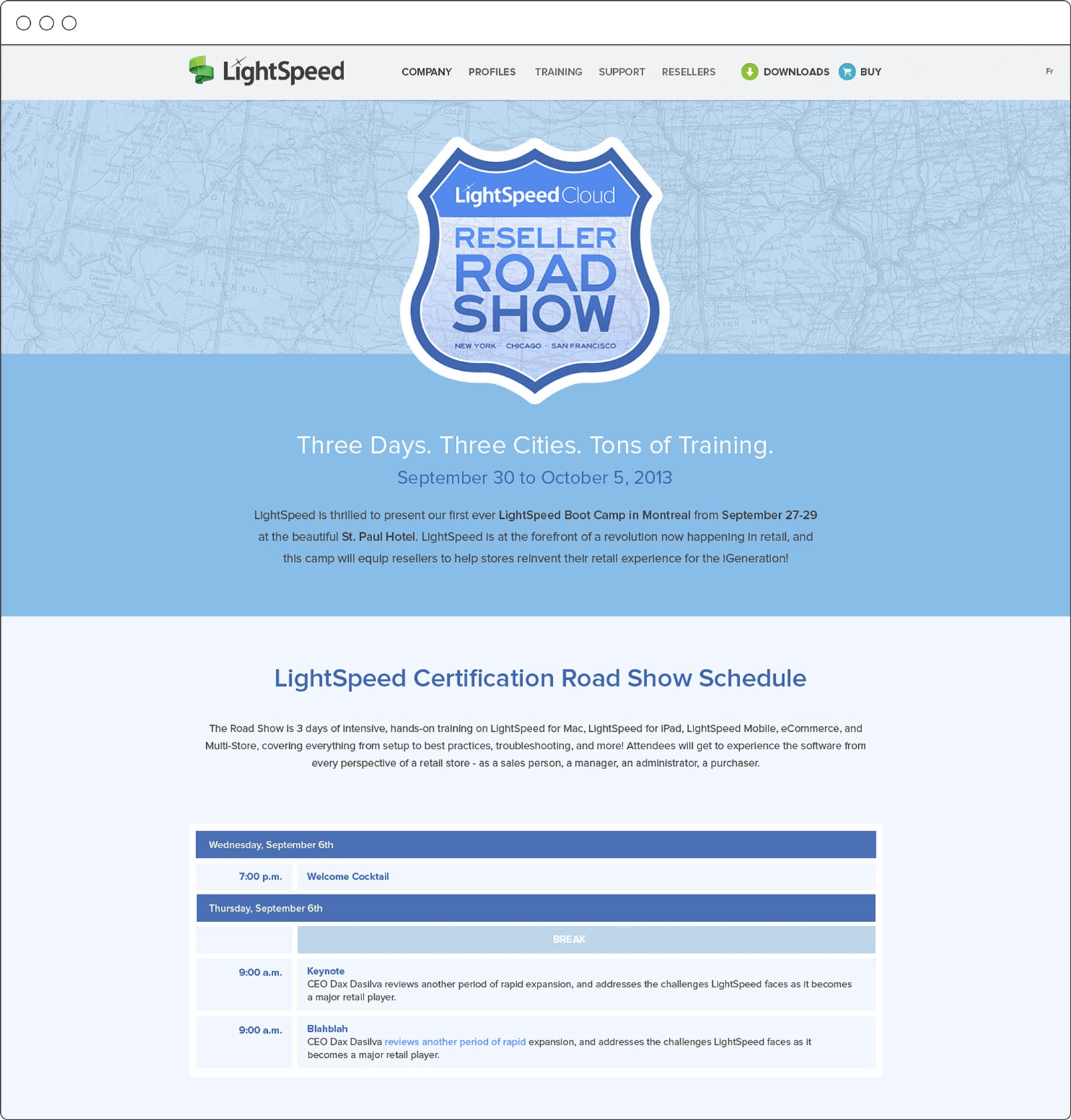 Website design for Lightspeed Reseller Road Show by Noisy Ghost Co.