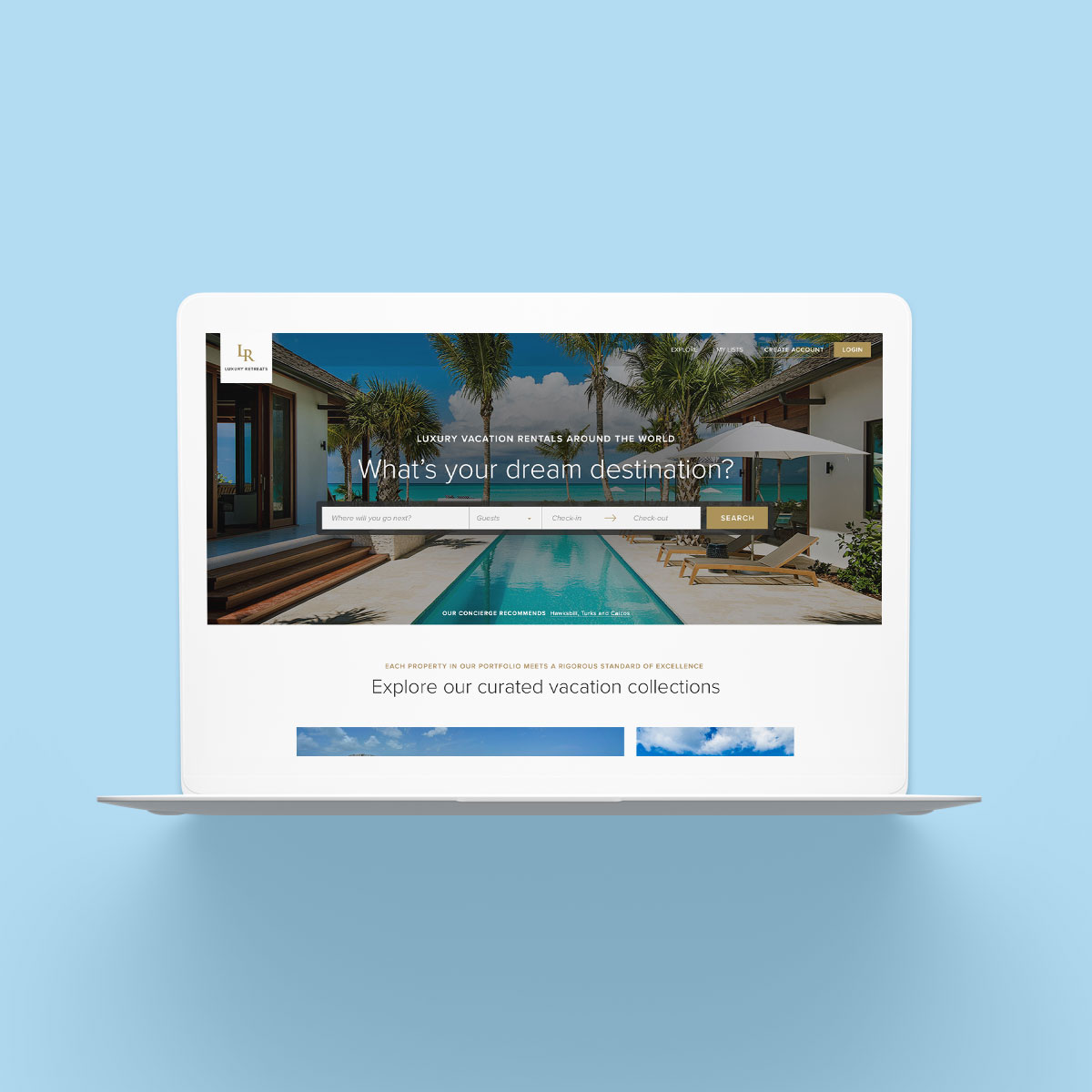 Luxury Retreats W3 Desktop Website Design