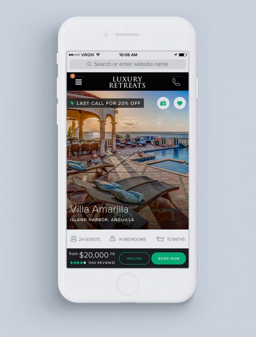 Luxury Retreats Mobile Product Detail Page UX Design by Noisy Ghost Co.